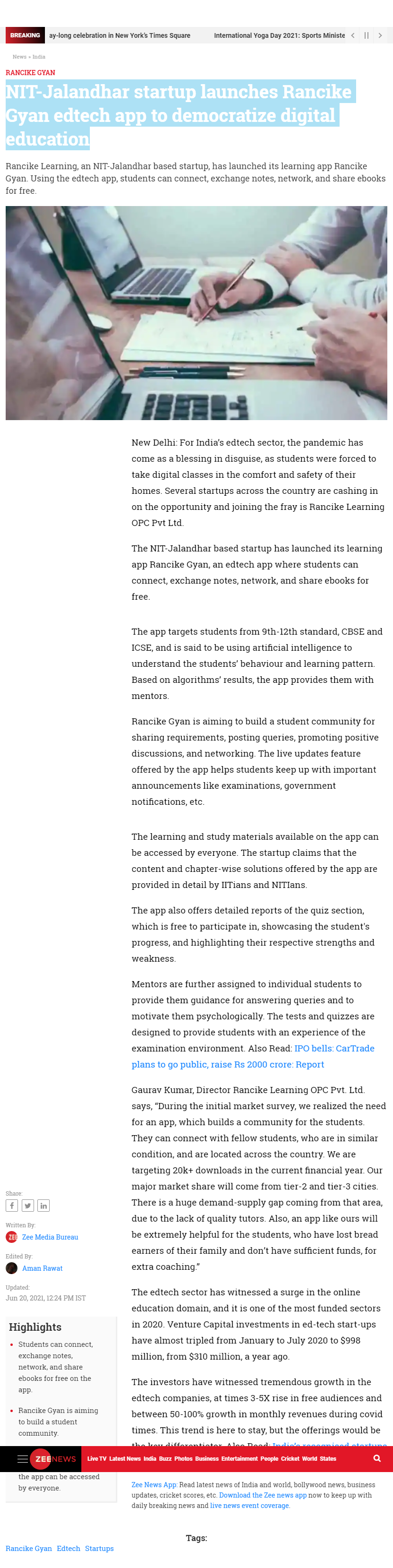 Full News Screenshot