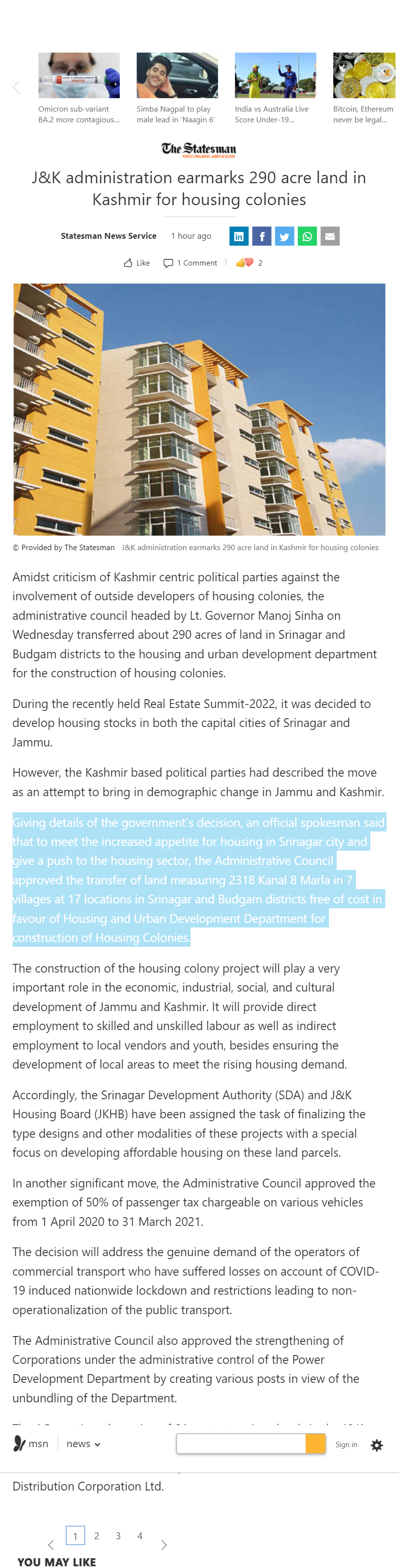 Full News Screenshot