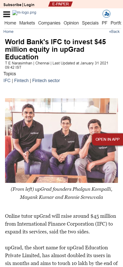 Front Page Screenshot