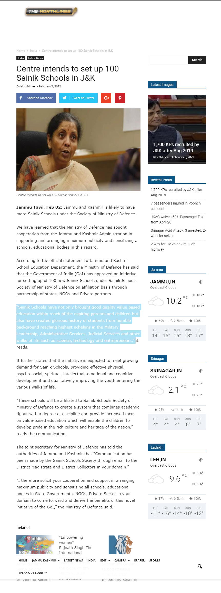 Full News Screenshot