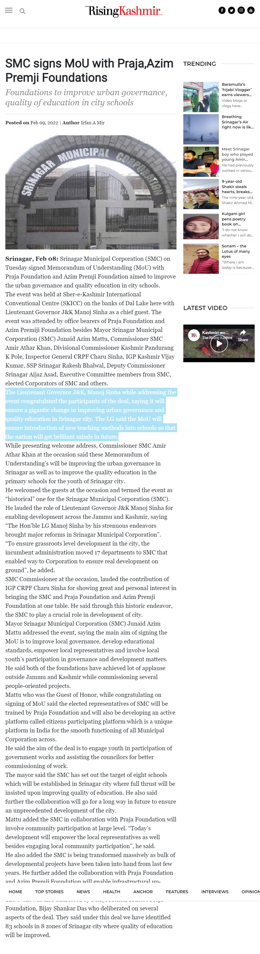 Full News Screenshot