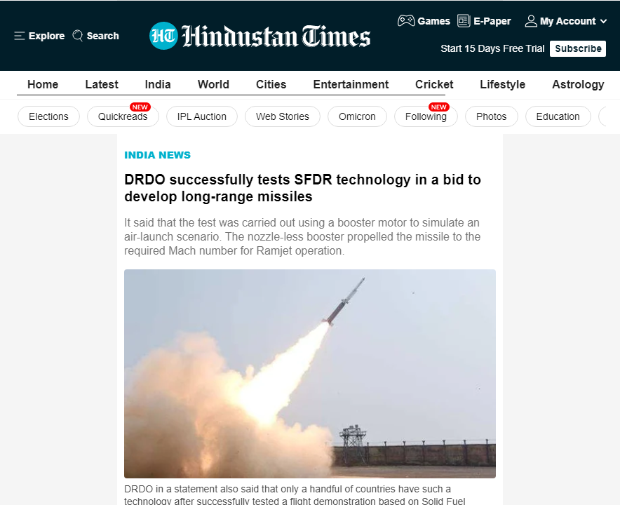 Front Page Screenshot