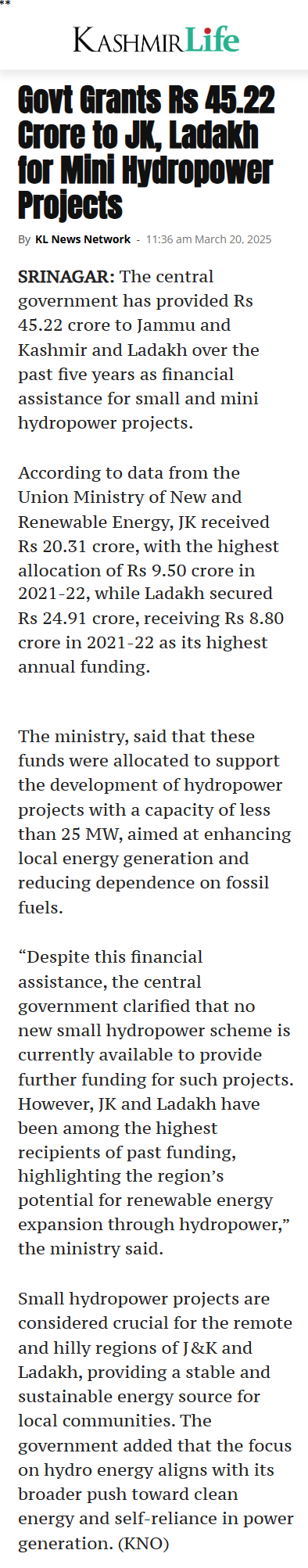 Full News Screenshot